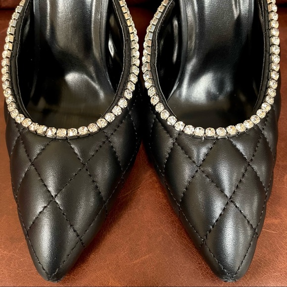 Raye Genuine Leather Rhinestone Embossed Heels - Picture 4 of 10